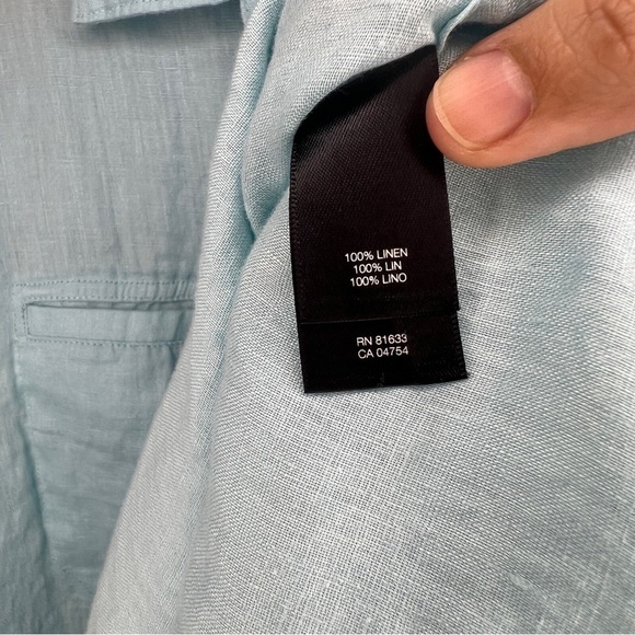Kenneth Cole Men's Linen Short Sleeve Button Down Shirt Aqua Size Large - Picture 4 of 7